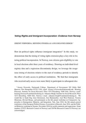 Evidence from Norway How Do Political Rights Influence Immigrant