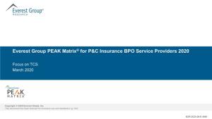 Everest Group PEAK Matrix® for P&C Insurance BPO 2020