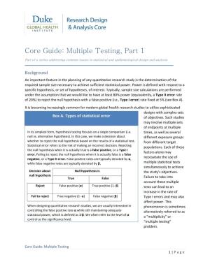 Core Guide: Multiple Testing, Part 1