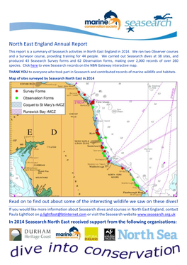 North East England Annual Report This Report Is a Summary of Seasearch Activities in North East England in 2014