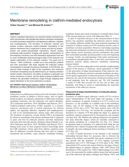 Membrane Remodeling in Clathrin-Mediated Endocytosis Volker Haucke1,2,* and Michael M