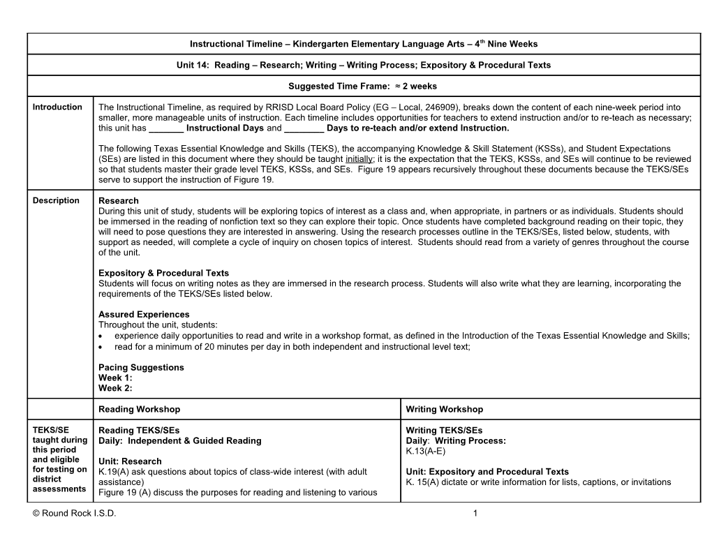 Recommended Instruction Timeline s2