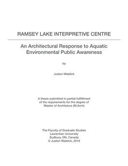 RAMSEY LAKE INTERPRETIVE CENTRE an Architectural