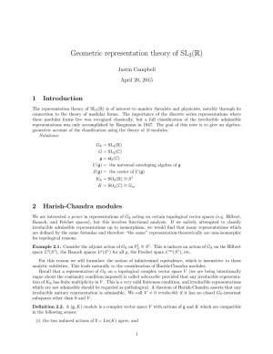 Geometric Representation Theory of SL2(R)