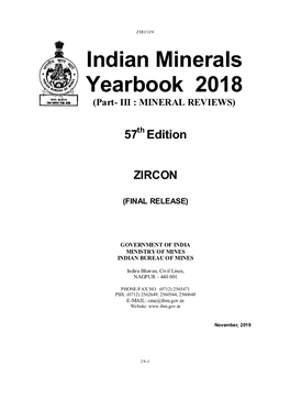 Indian Minerals Yearbook 2018 (Part- III : MINERAL REVIEWS)