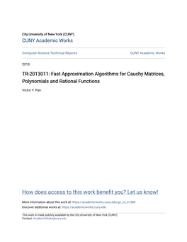 Fast Approximation Algorithms for Cauchy Matrices, Polynomials and Rational Functions