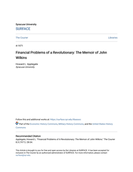 Financial Problems of a Revolutionary: the Memoir of John Wilkins