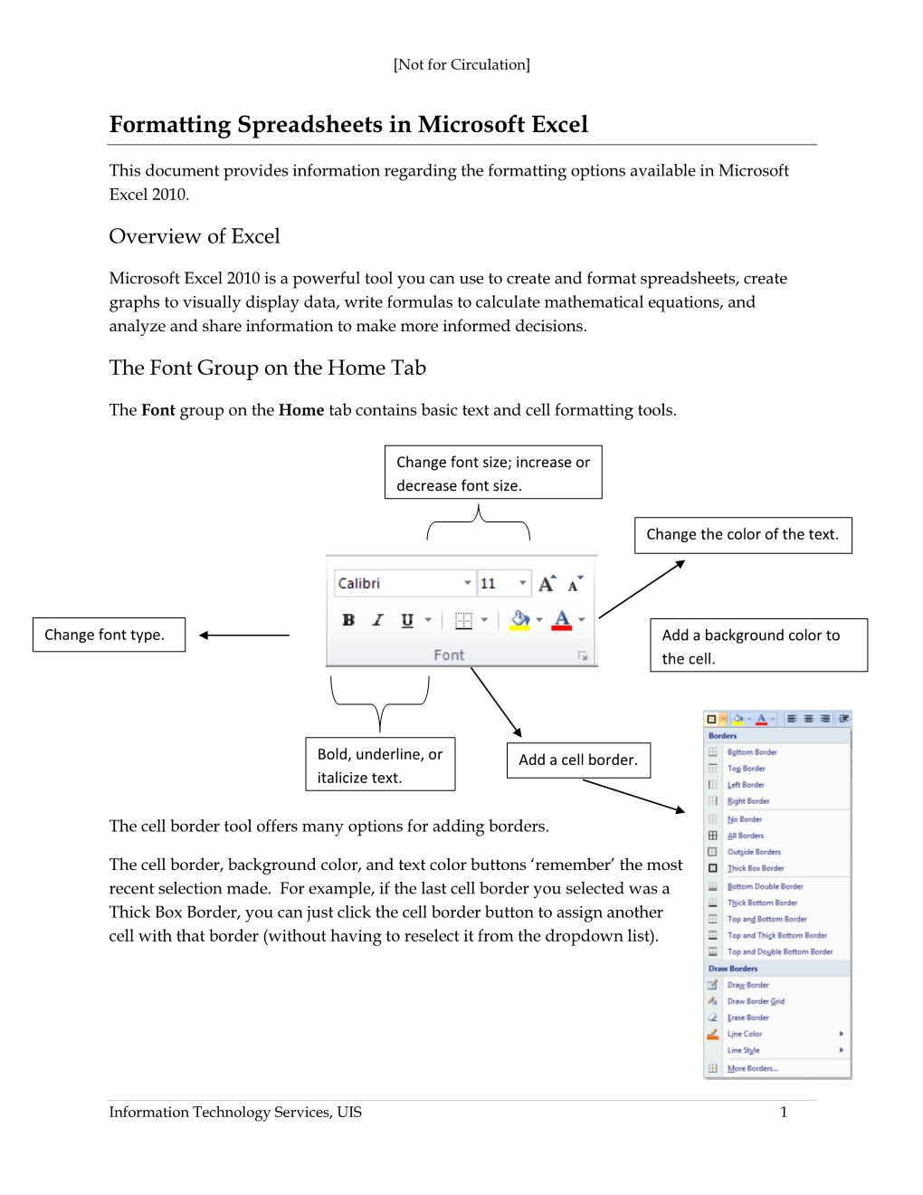 Formatting Spreadsheets in Microsoft Excel