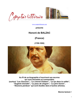 Honoré De BALZAC (France)