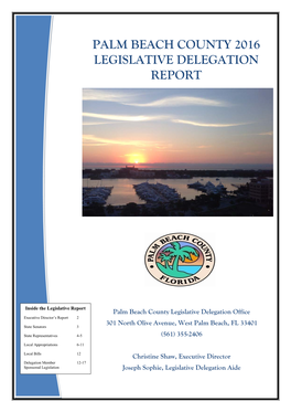 Palm Beach County 2016 Legislative Delegation Report