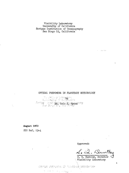 1963: Optical Phenomena in Planetary Meteorology