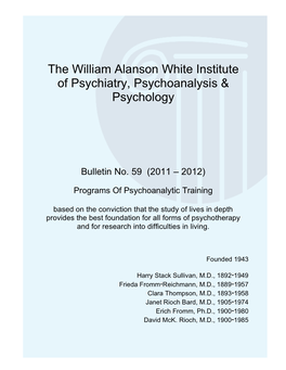 The William Alanson White Institute of Psychiatry, Psychoanalysis & Psychology