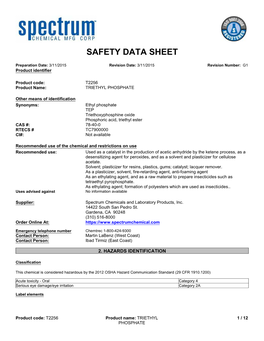 SDS for Taylor Mason's Hygrometer