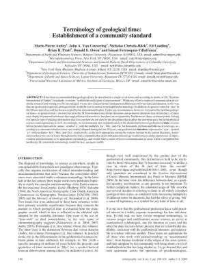 Terminology of Geological Time: Establishment of a Community Standard