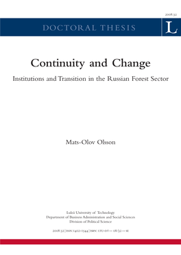 Continuity and Change: Institutions and Transition in the Russian Forest