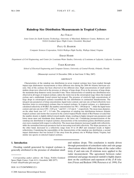 Raindrop Size Distribution Measurements in Tropical Cyclones