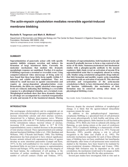 The Actin-Myosin Cytoskeleton Mediates Reversible Agonist-Induced Membrane Blebbing