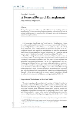 A Personal Research Entanglement the ‘Intimate’ Perpetrator