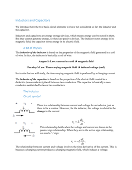 Inductors and Capacitors