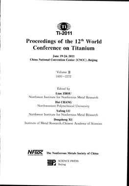 Proceedings of the 12Th World Conference on Titanium