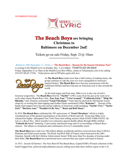 Beach Boys Are Bringing Christmas to Baltimore on December 2Nd!