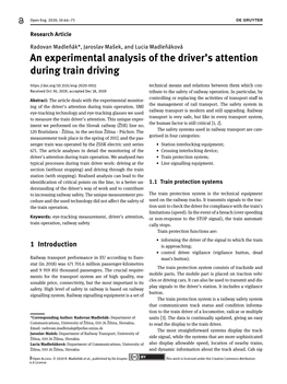 An Experimental Analysis of the Driver's Attention During Train Driving