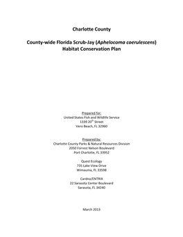 Charlotte County Scrub-Jay Habitat Conservation Plan (HCP)