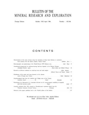Bulletin of the Mineral Research and Exploration