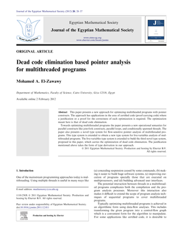 Dead Code Elimination Based Pointer Analysis for Multithreaded Programs