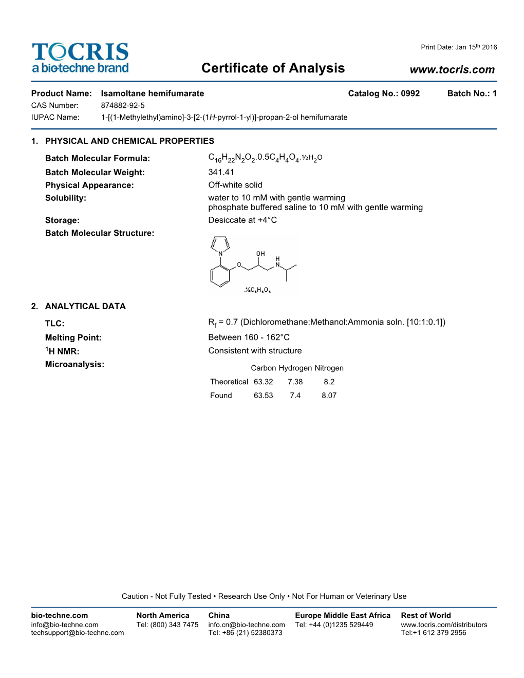 Certificate of Analysis