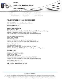 Technical Proposal Cover Sheet