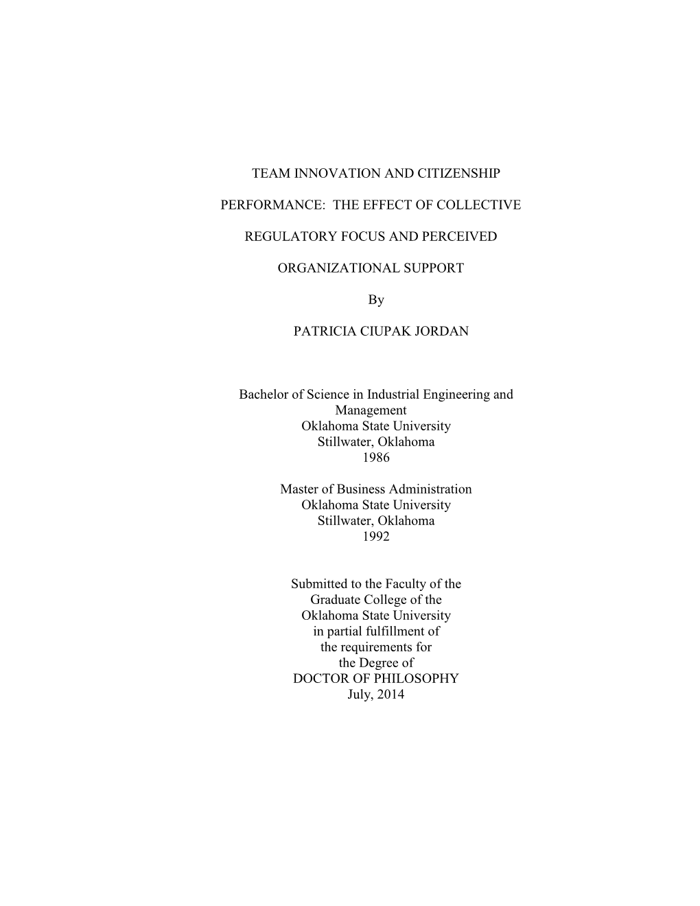 The Effect of Collective Regulatory Focus and Perceived Organizational Support