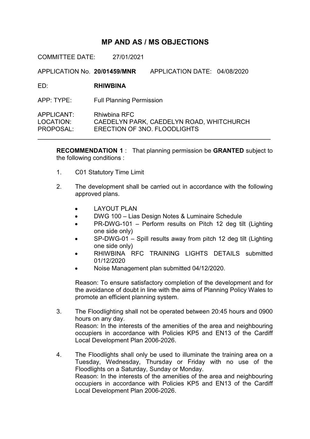 Mp and As / Ms Objections