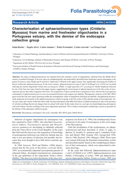 Characterisation of Sphaeractinomyxon Types (Cnidaria: Myxozoa) from Marine and Freshwater Oligochaetes in a Portuguese Estuary