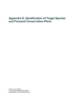 Appendix G Identification of Target Species and Focused Conservation Plans