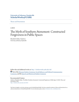 The Myth of Southern Atonement: Constructed Forgiveness in Public Spaces