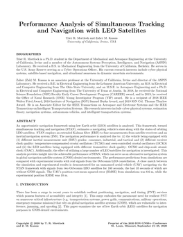 Performance Analysis of Simultaneous Tracking and Navigation with LEO Satellites