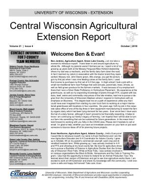 Central Wisconsin Agricultural Extension Report