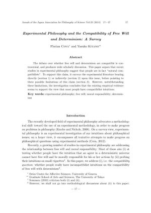 Experimental Philosophy and the Compatibility of Free Will and Determinism: a Survey