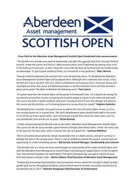 Press Pack for the Aberdeen Asset Management Scottish Open Dundonald Links Announcement