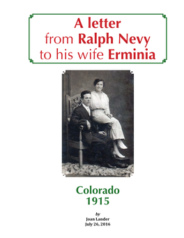 Ralph Nevy to His Wife Erminia