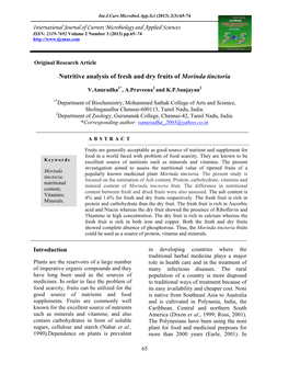 Nutritive Analysis of Fresh and Dry Fruits of Morinda Tinctoria