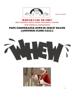 Pope Exonerates Jews in Jesus' Death
