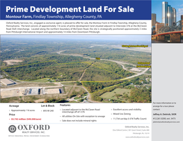 Prime Development Land for Sale Montour Farm, Findlay Township, Allegheny County, PA
