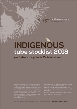 INDIGENOUS Tube Stocklist 2018 Plants from the Greater Melbourne Area