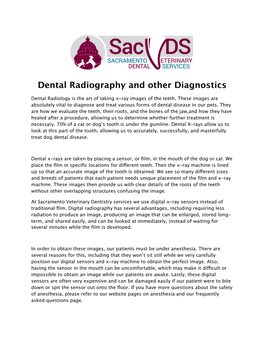 Dental Radiography and Other Diagnostics