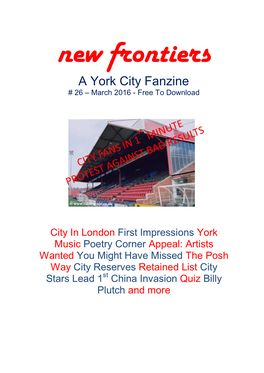 New Frontiers a York City Fanzine # 26 – March 2016 - Free to Download