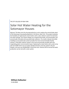 Solar Hot Water Heating for the Sotomayor Houses