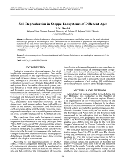 Soil Reproduction in Steppe Ecosystems of Different Ages F