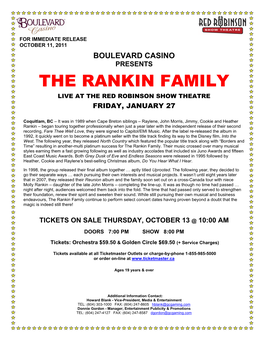 The Rankin Family Live at the Red Robinson Show Theatre